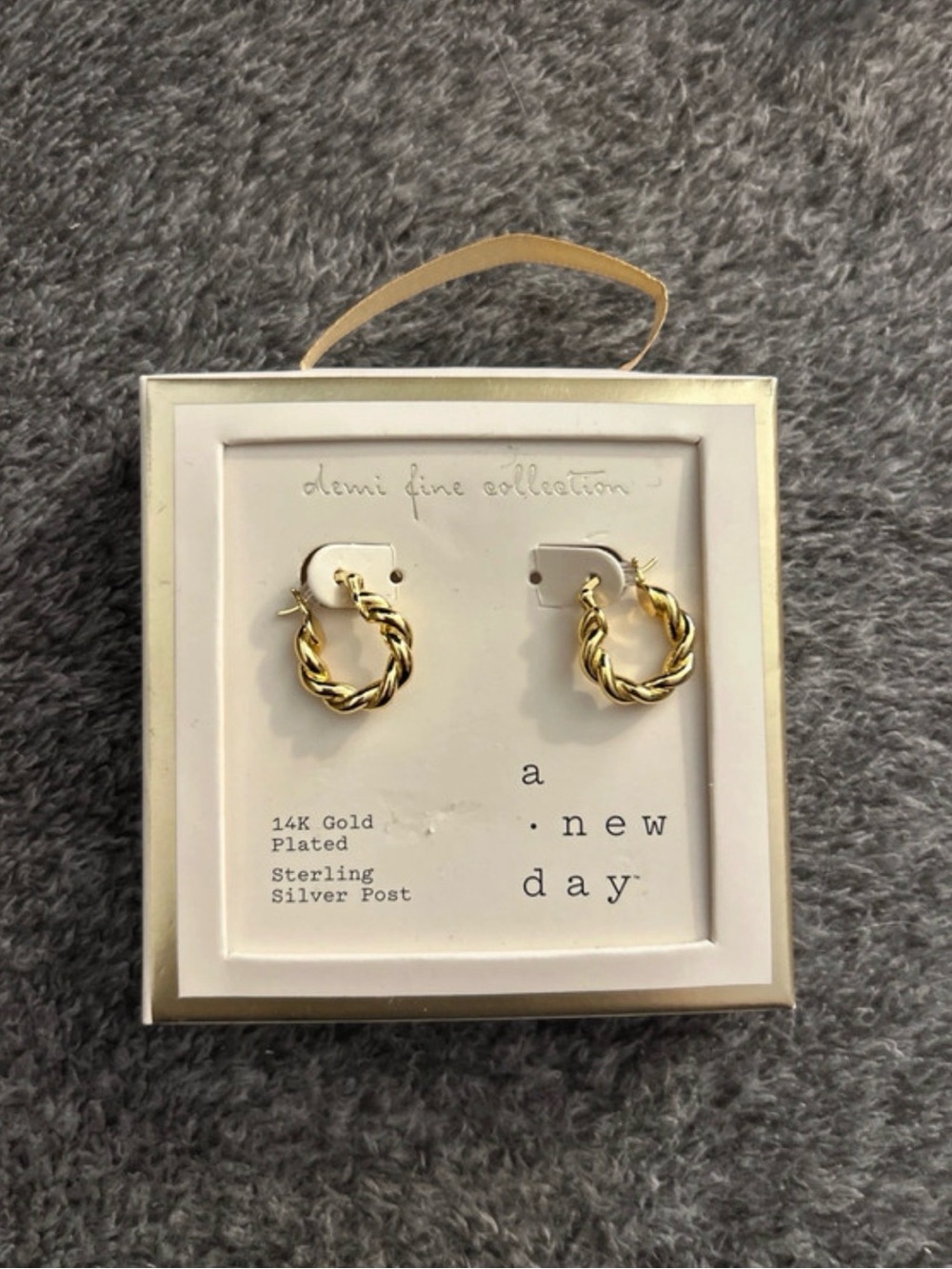 Target Gold Twisted Hoop Earrings - Shiny Gold Finish